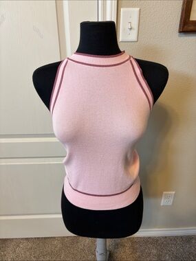 J. Roberts Pink Ribbed Halter Knit Top